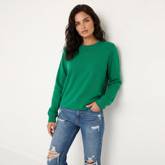 Plain green crew neck sweatshirt with raglan sleeves