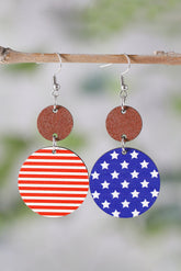 Boucles d'oreilles drapeau en bois bleu foncé du 4 juillet-A WOMAN WE LOVE