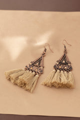 Boucles d'oreilles à pampilles en métal triangle bohème marron-A WOMAN WE LOVE