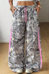 Pantalon de survêtement jambe large à cordon de serrage et imprimé camouflage gris Woodland