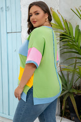 Light blue t-shirt with large colors blocks *