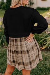 Sudadera de mini tose de tamaño alto a cuadros y mosaico negro *