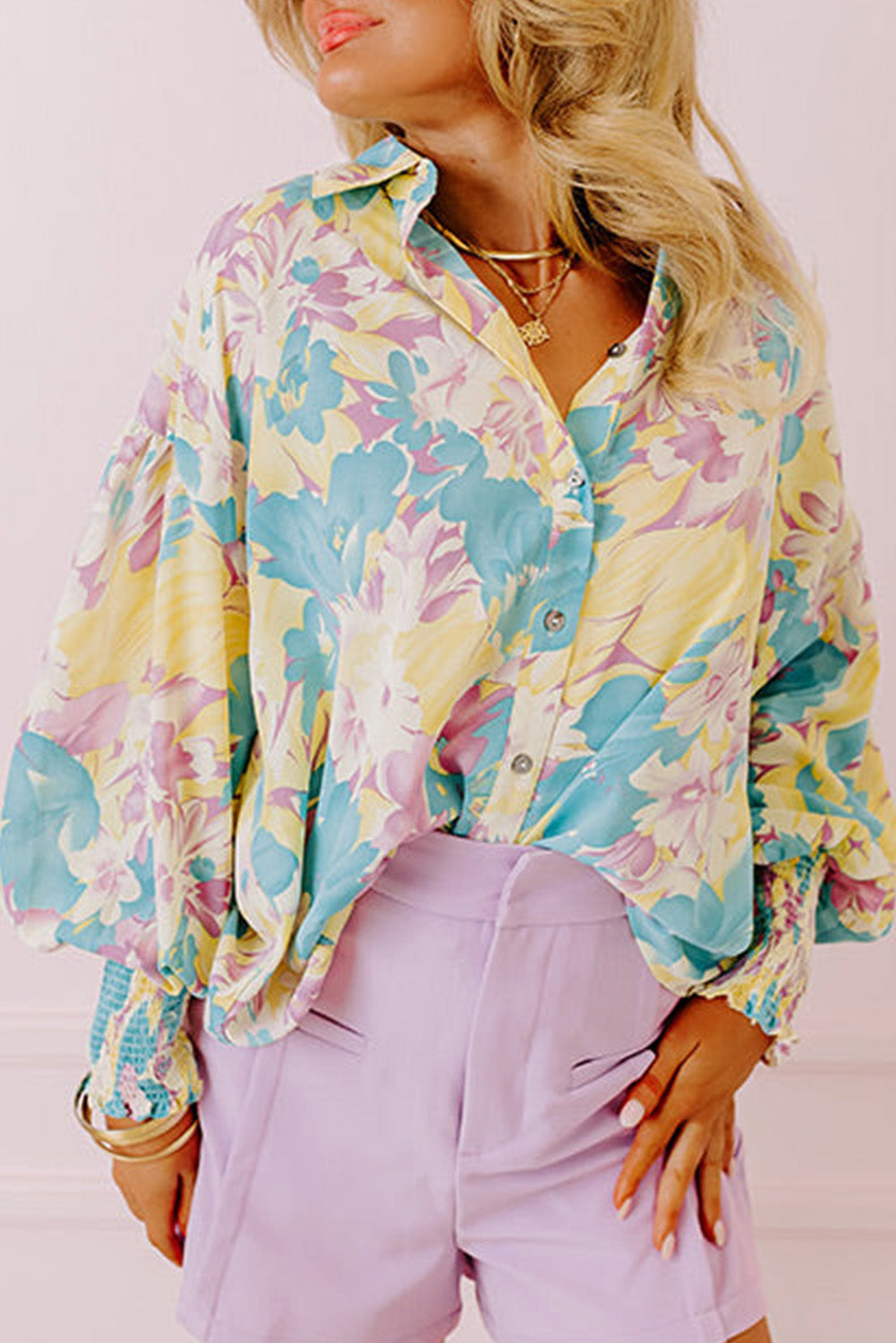Chemise oversize jaune à imprimé floral *-A WOMAN WE LOVE