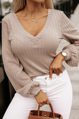 High Phaki tejido en Jacquard en mangas V -Collar y linterna