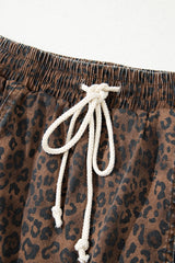 Jupe-short en jean imprimé léopard marron