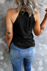 Débardeur noir à col rond de couleur unie-A WOMAN WE LOVE