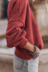 Sudadera roja con cuello y hombros caídos dahlia