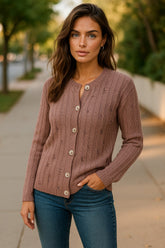 Cardigan buttoned in textured knit *