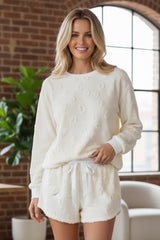 Large two -room living room set in Light gray textured leopard fleece