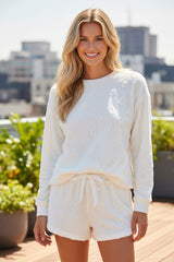 Large two -room living room set in Light gray textured leopard fleece