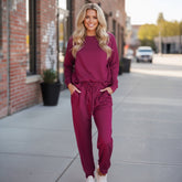 Juego de sala de estar de suéter de manga larga y pantalones para trotar