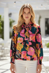 Chemise Fleurie à Col Fendu