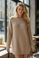 Vestido de suéter de punto de punto laramente con hombro caído