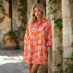 Mini-robe chemise ample à col à revers *