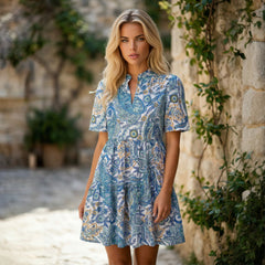 Vestido bohemio con estampado de cachemira de flores*