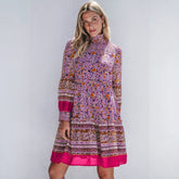 Smoked mini-floral red with puffy sleeves *