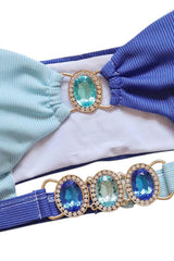 Maillot de Bain Bijoux sans brettelles bleu