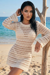 ✨ IVORY GLOW – The sensual crochet beach dress