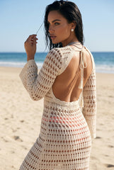 ✨ IVORY GLOW – The sensual crochet beach dress