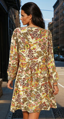 Mini-robe jaune crème à imprimé floral *