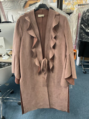 🌸 Manteau à volants Miny& en tissu satiné doux