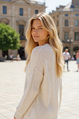 🧶 Gilet ajouré beige – Encuentro