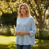 💙 Pull ample bleu ciel col bateau – PITTARELLO