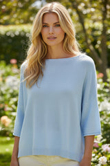 💙 Pull ample bleu ciel col bateau – PITTARELLO