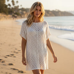 🤍 Robe crocheté blanc ajouré