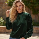 Elegante blusa de terciopelo con una cantidad verde de verde *