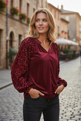 Grave high velvet with patchwork and red sequins