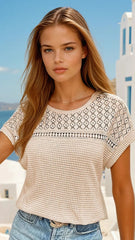 Haut à Manches Courtes en Dentelle *