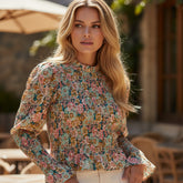 Chemisier jaune à volants et manches bulles *