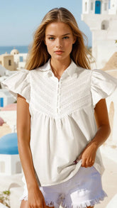 Patchwork sleeve sleeve blouse *