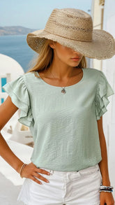 Upper ruffle with short -sleeved ruffles *