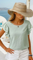 Upper ruffle with short -sleeved ruffles *
