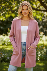 Cárdigan de punto de punto de punto mineral con espolón con bolsillo