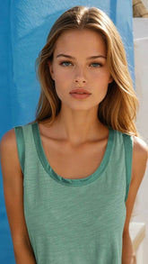 Glamor tank top with green metal edge *