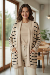 Cardigan ouvert à rayures noires *