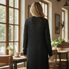 Black Openwork Mesh Cardigan