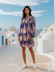 Robe courte à volants et manches bouffantes florales *