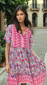 Bohemian short pink dress *