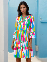 Green dress with abstract print *