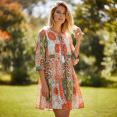 Large dress with 3/4 -sleeved silk muslin *