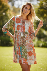 Vestido grande con Muslin de seda de 3/4 de manga *