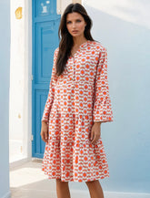 Orange mini-shelter with floral print and ruffle sleeves *
