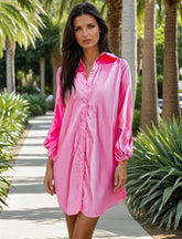 Mini-Robe shirt buttoned bright pink *