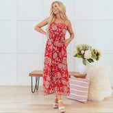 Robe longue taille empire à bretelles fines *