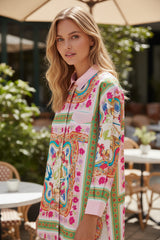 Long sleeve buttoned shirt dress and floral print *