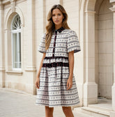 Black flared dress with bubble sleeves *